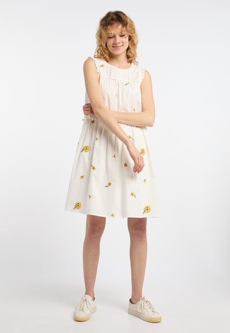 Dreimaster Midikleid Damen Wollweiss Gelb - Image 2