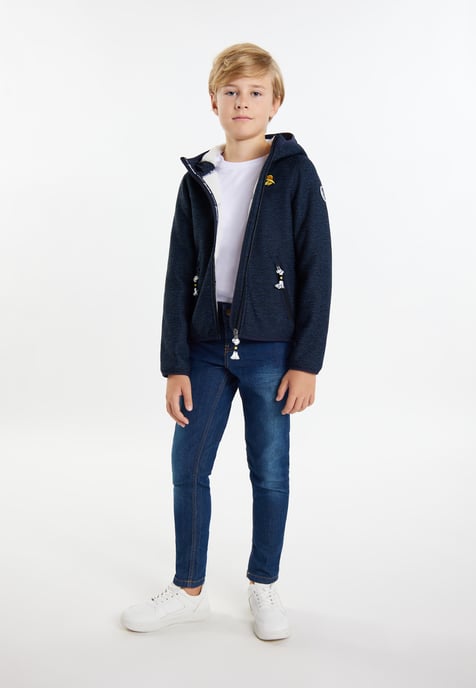 Schmuddelwedda Strickfleeceblouson Jungs Marine Melange - Image 2