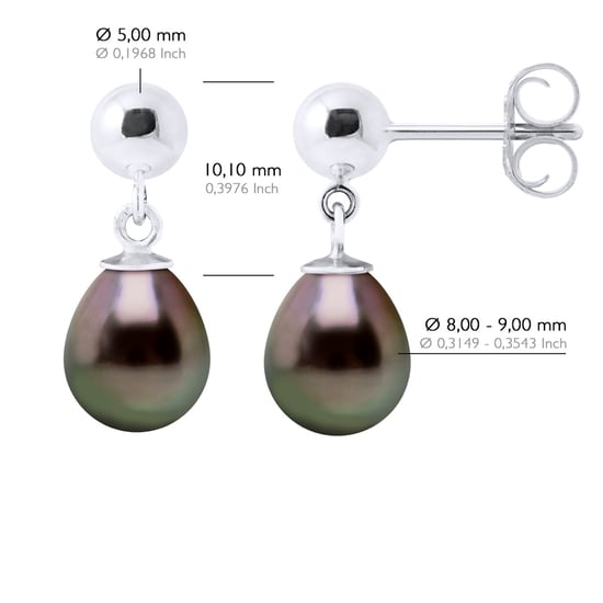 Ohrringe aus Silber 925 und echten Tahiti-Zuchtperlen Birne 8-9 mm - Image 2