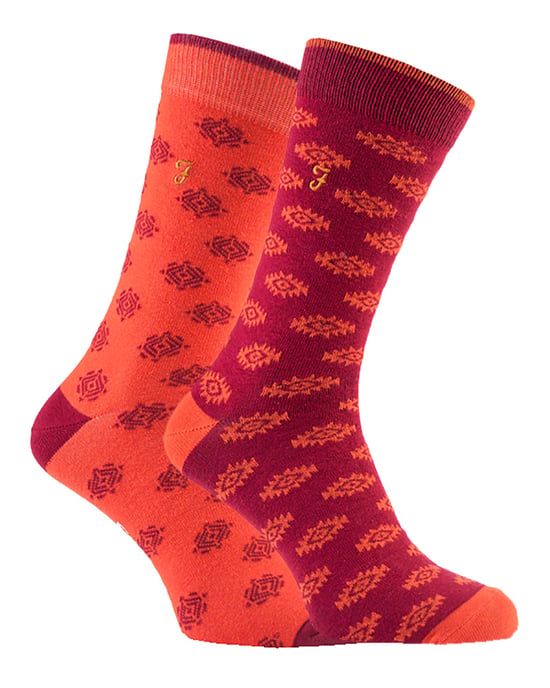 Farah - 2 Paar Herren Retro-Baumwollsocken mit ausgefallenen Mustern - FVS010ORG - Image 1