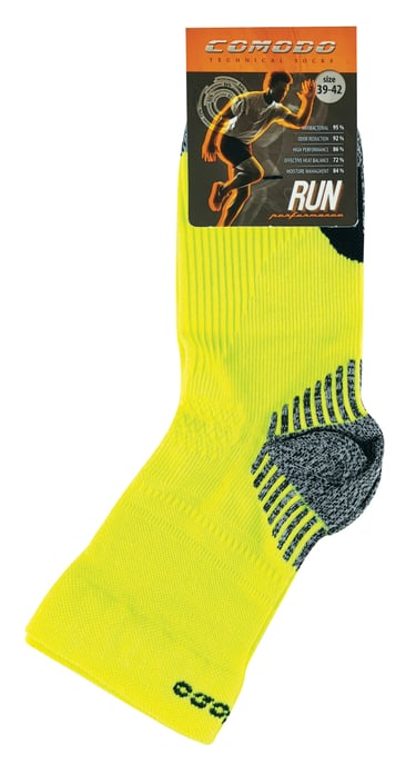 COMODO - Unisex Chaussettes de Contention pour Running Compression pour Sport - Néon Yellow - Image 2