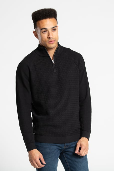 Recycled Cotton Blend 1/4 Zip Textured Jumper