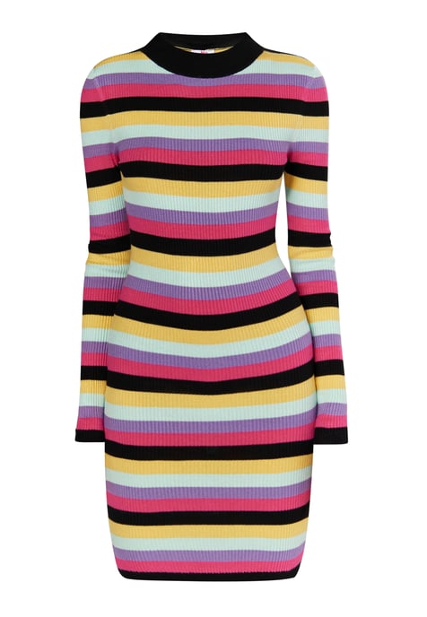 Mymo Strickkleid Damen Schwarz Mehrfarbig - Image 1