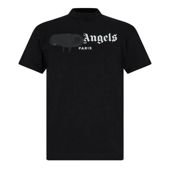 Herren Palm Angels Paris Gespritzt Logo T-Shirt in Schwarz - Image 1