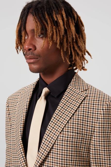 Blythe Slim Fit Beige Check Jacket
