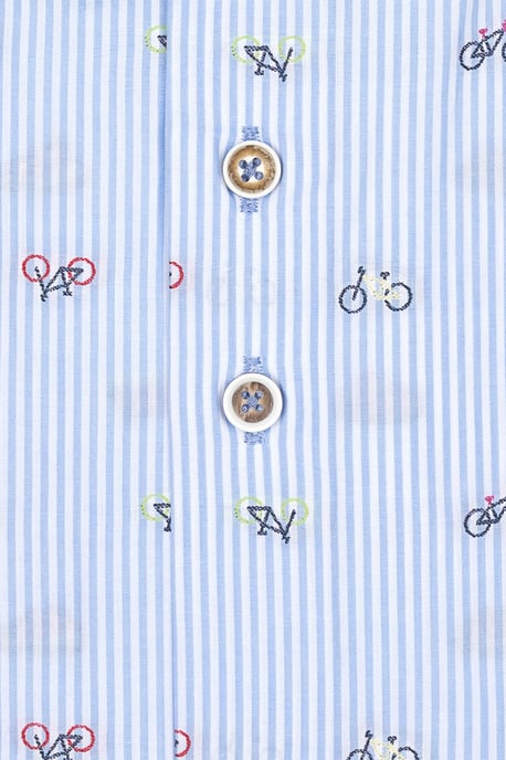 R2 Biycle Print Cutaway Collar Shirt Light Blue