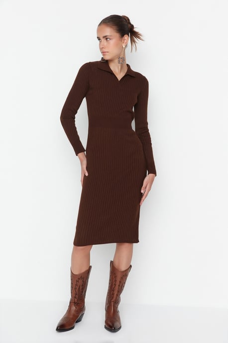 Trendyol Damen Polo-Kleid im Bodycone-Midi-Stil - Image 3