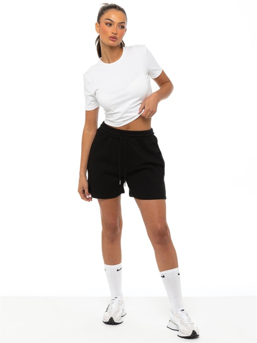 Enzo Womens Sweat Shorts - Schwarz - Image 3