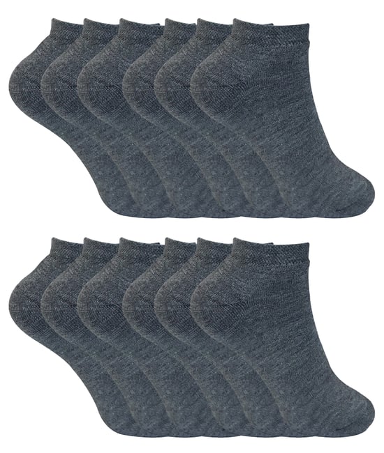 Damen Winter Low Cut Trainer Socken | 12 Paar Multipack | dicke Knöchelsocken für Frauen - Charcoal - Image 1