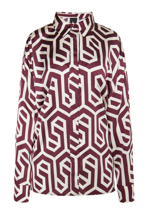Dreimaster Hemdbluse Damen Wollweiss Bordeaux - Image 1