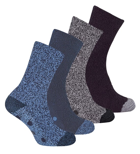 4 Paar Herren Bettsocken |Thermal Anti-Rutsch Fuzzy Slipper Socken - Grau / Blau - Image 1