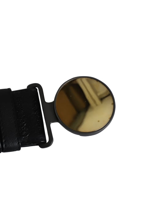 Bottega Veneta Round Buckle Belt in Black Leather