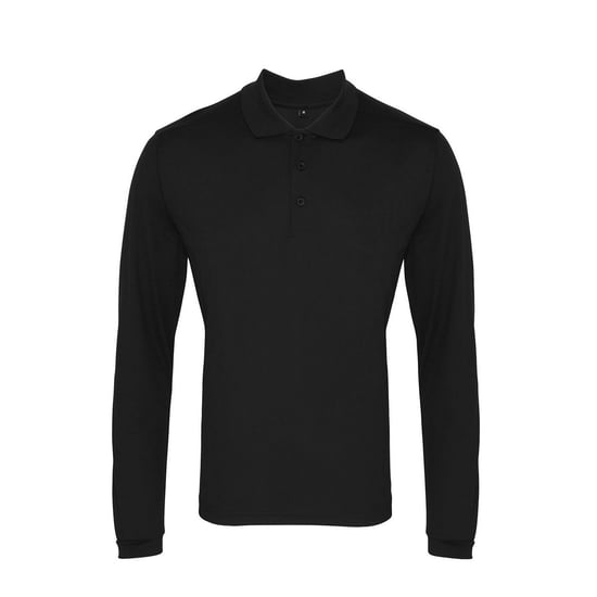 Premier - "Coolchecker" Poloshirt für Herren Langärmlig (Schwarz) - Image 1