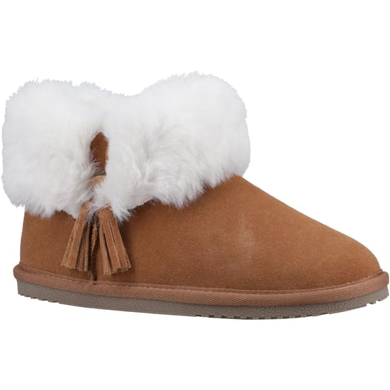 Hush Puppies Ayana Wildleder und Kunstfell Damen Tan Hausschuhe - Image 1