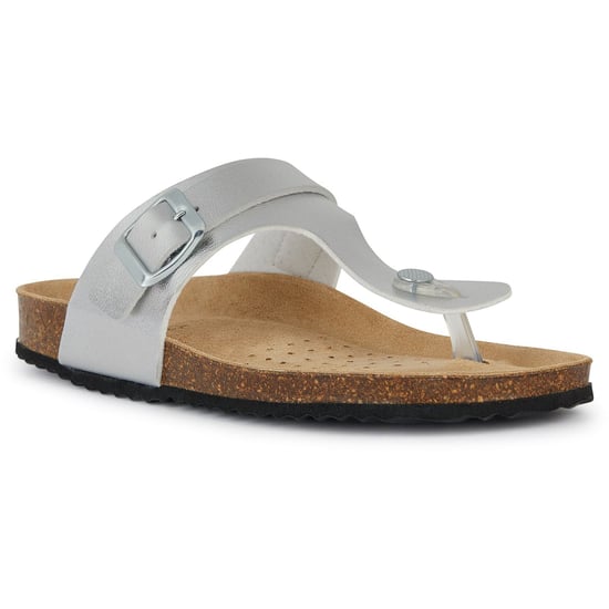 Geox D Brionia Metall Synthetik Polyurethan Damen Silber Sandalen - Image 1