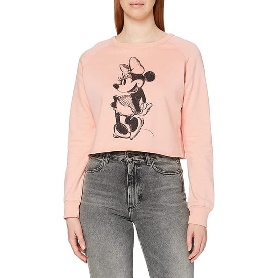 Disney Womens/Ladies Minnie Mouse Sketch Crop Sweatshirt (Dusky Pink)