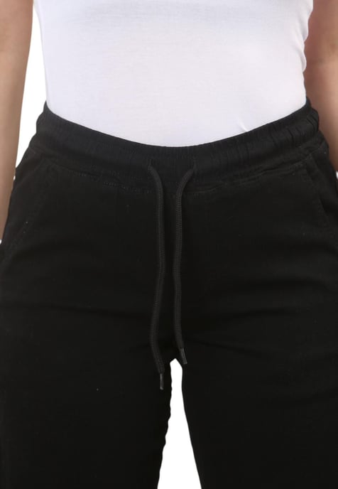 MYT Womens Elasticated High Waist Wide Leg Jeans in Schwarz - Image 4