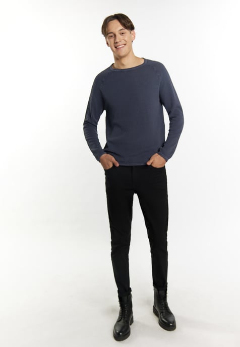 Mo Strick Pullover Herren Marine - Image 2