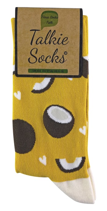TALKIE-SOCKEN Damen-Socken aus Baumwolle mit schrulligem, flippigem Design und Fruchtmuster - Image 2