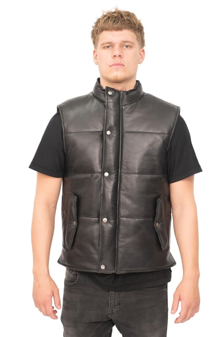 Mens Classic Leather Puffer Waistcoat-Nottingham