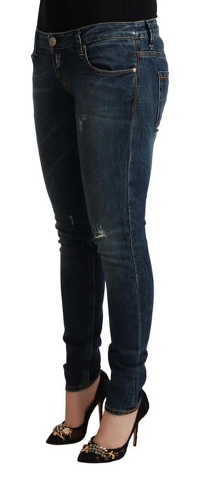 Acht Damen Blue Washed Low Waist Slim Fit Denim Jeans - Image 2