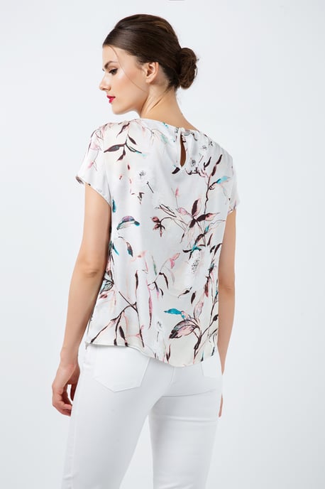Short Sleeve Print Satin Top