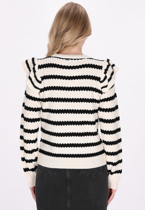 Dreimaster Pullover Damen Schwarz Weiss Streifen - Image 4