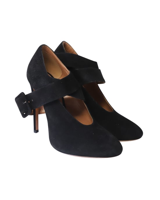 Alaia Cross Strap Pumps aus schwarzem Wildleder - Image 3