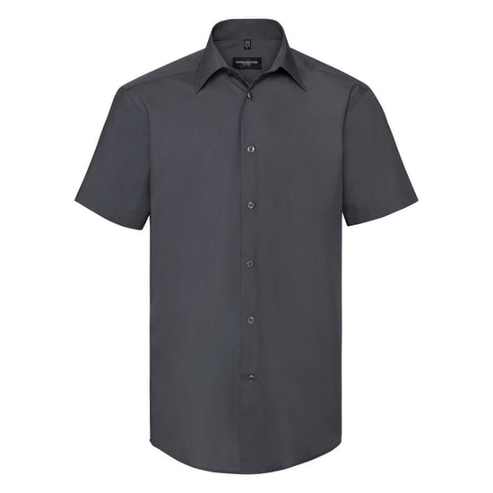 Russell Collection Easy Care Tailored Poplin Hemd für Männer, kurzarm (Grau) - Image 1