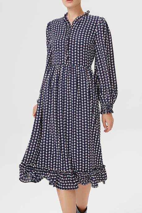 Blusenkleid mit Rüschen und geometrischem Vintage-Druck - Image 2