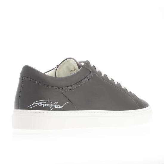 Men's Armani Leather Trainers in Grey - Image 3