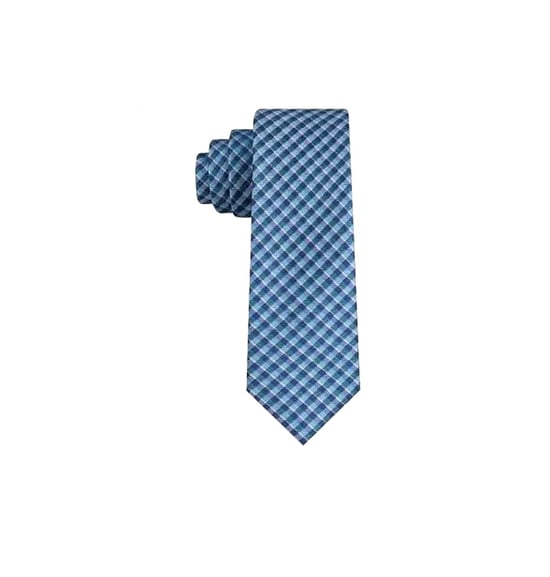 Tommy Hilfiger Men's Neck Tie Blue Mini York Plaid Slim Silk