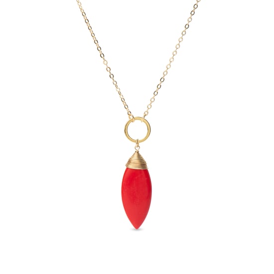 Luxenter ayom necklace made of metal alloy and coral with 18K gold plated finish