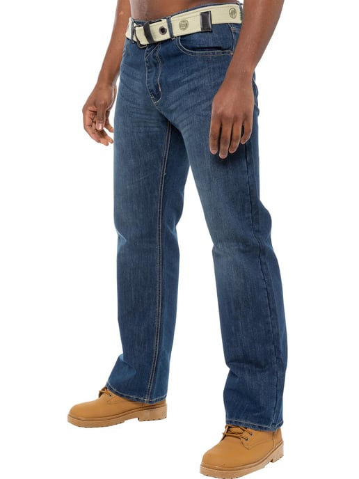 Enzo | Herren Regular Fit Denim Jeans mit Gürtel - Blau - Image 1