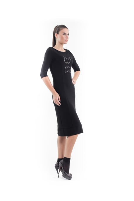 Sequin Detail Stretch Dress in Black