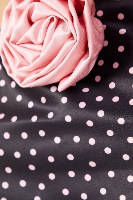 Satin Corsage Detail Bias Cut Midi Dress