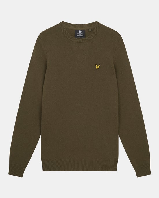Lyle & Scott Rundhals-Lammwollpullover in Oliv - Image 5
