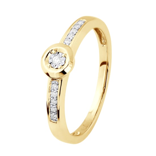 Diamond Solitaire supported 0,060 Cts Illusion 0.50 Cts Yellow Gold