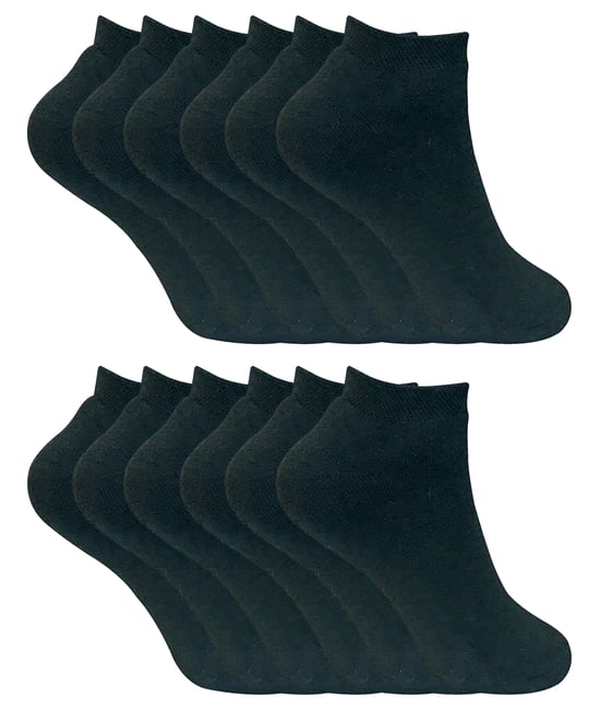 Damen Winter Low Cut Trainer Socken | 12 Paar Multipack | dicke Knöchelsocken für Frauen - Schwarz - Image 1