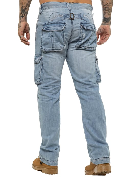 Enzo | Herren Cargo Combat Jeans - Hellblau - Image 4