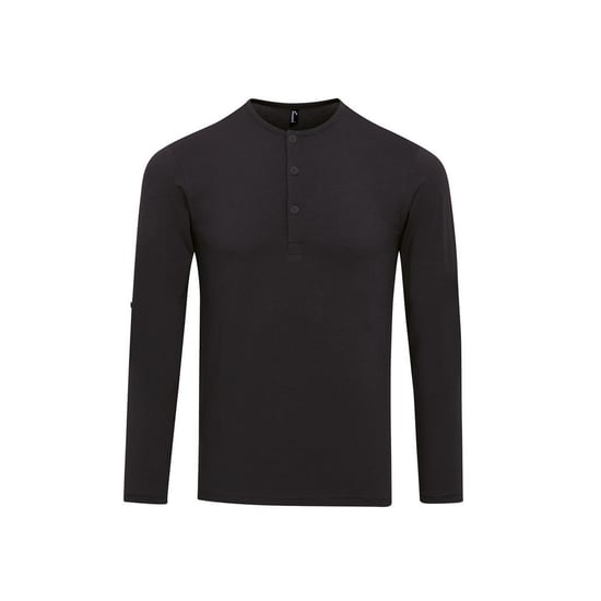 Premier Mens Long John Roll Sleeve T-Shirt (Schwarz) - Image 1