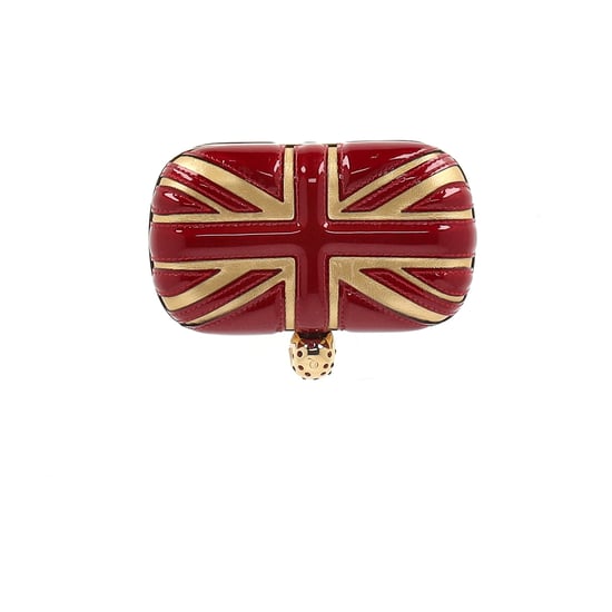 Alexander McQueen Britannia Skull Box Clutch Tasche aus rotem Lackleder - Image 6