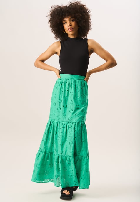Tiered Lace Embroidered Long Skirt