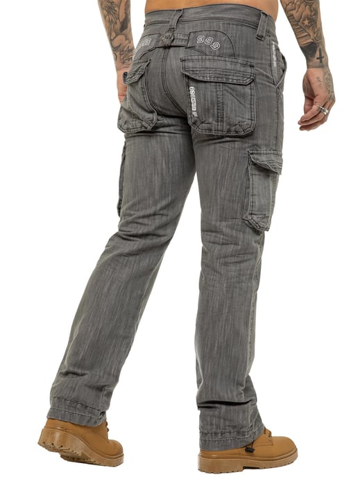 Enzo | Herren Cargo Combat Jeans - Grau - Image 5