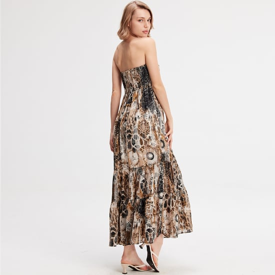 Bustier-Maxikleid aus Chiffon mit abstraktem Blumendruck - Image 3