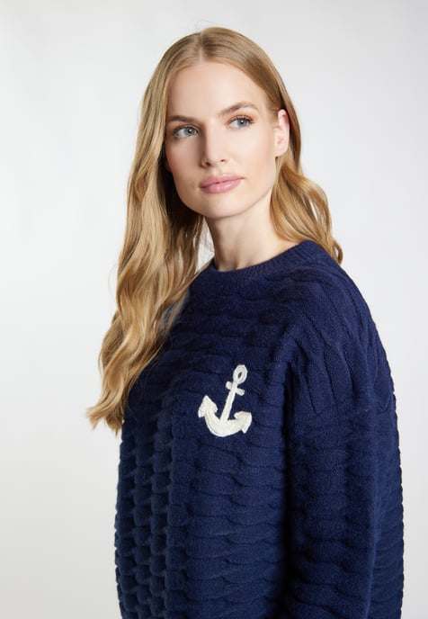 Dreimaster Strickpullover Damen Marine - Image 5