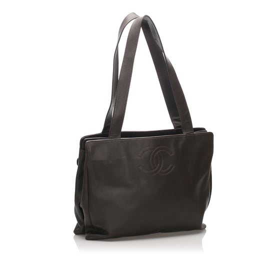 Vintage Chanel CC Lambskin Leather Tote Bag Black - Image 2
