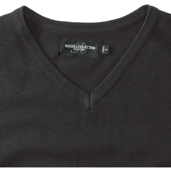Russell Collection Herren V-Ausschnitt ärmellos gestrickt Pullover Top / Pullover (Charcoal Marl) - Image 3