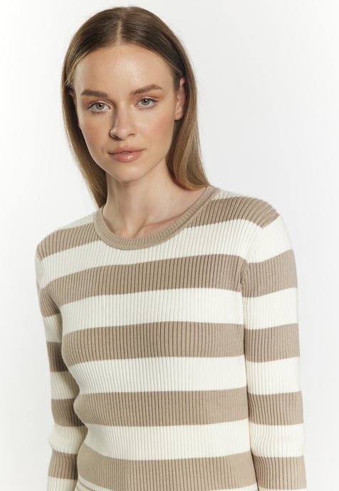 Dreimaster Strickpullover Damen Grau Beige Wollweiss - Image 5