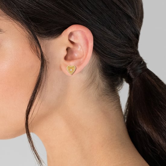 Stud earring sterling silver yellow gold zirconia  white Glanzstücke München - Image 2